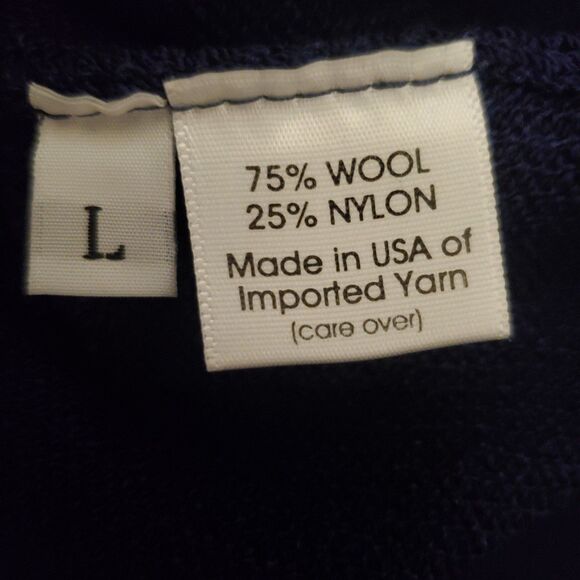 Margaret O'Leary Cardigan Sweater Wool Kimono Sleeve Peplum Navy Blue Sz L - Picture 6 of 7